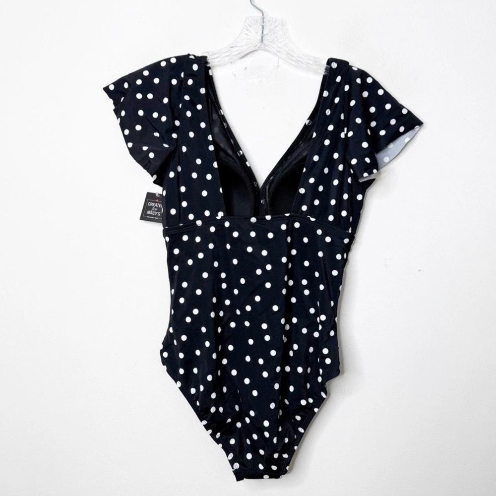 NWT SWIM SOLUTIONS Flutter Ruffle Sleeve Polka Dot One Piece Swimsuit Sz. 10 - Picture 3 of 5